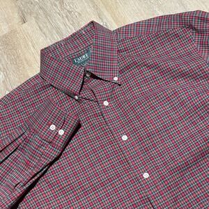 Lauren Ralph Lauren Mens Classic Fit Red Plaid Button Down‎ Shirt 16 1/2 EUC